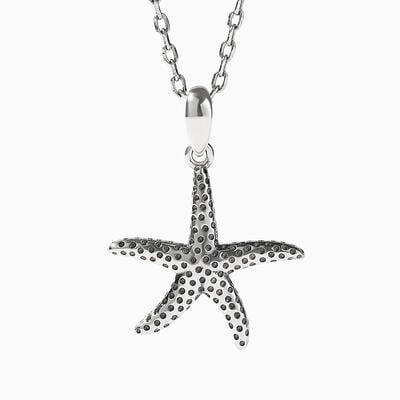 Jeulia Collar de plata de ley con estrella de mar