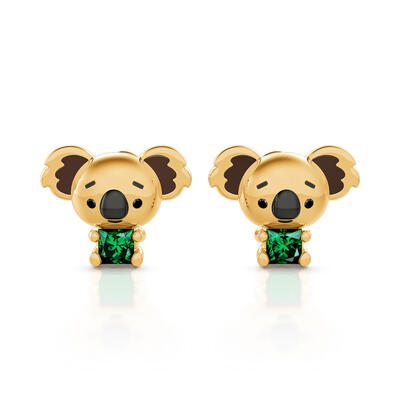 Jeulia Hug Me "Adorable Koala" Princess Cut Sterling Silver Stud Earrings