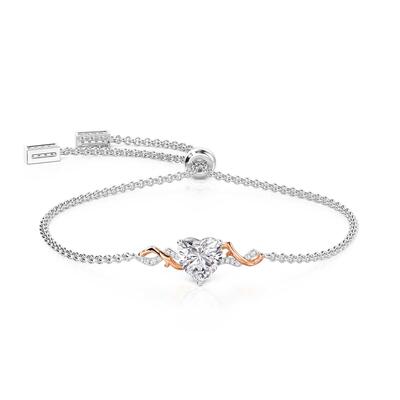 Jeulia Amore Thorn Vine Custom Heart Bracelet with Birthstone