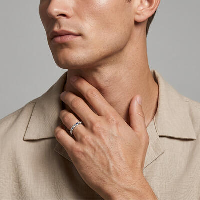 "My Last Belief" Channel Set Men's Wedding Ring