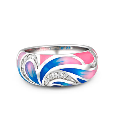 Dreamy Garden "Summer Style" Enamel Sterling Silver Women's Band