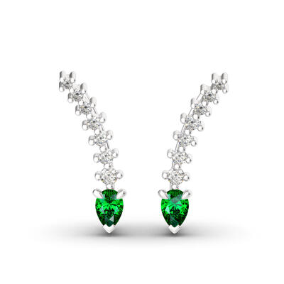 Jeulia Royal Emerald Green Climber Earrings