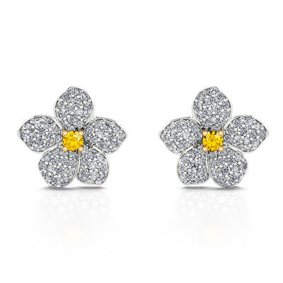 Jeulia Almond Blossoms Design Round Cut Sterling Silver Earrings