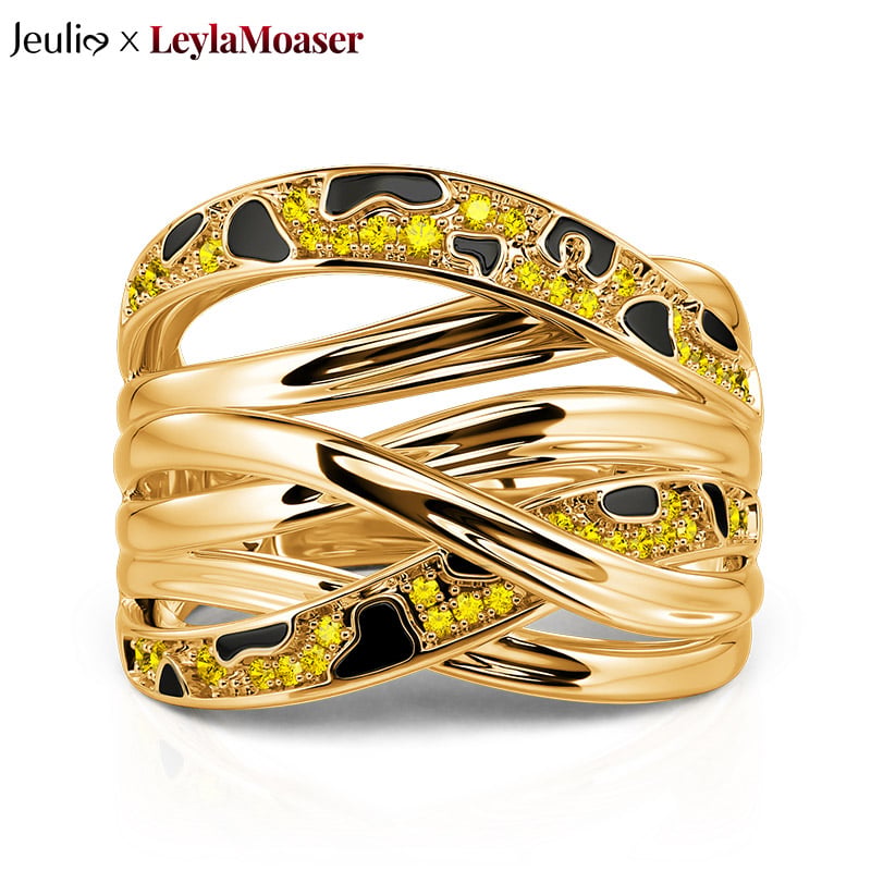 Jeulia x Leyla “Quicksand Leopard Shadow” Intertwined Ring