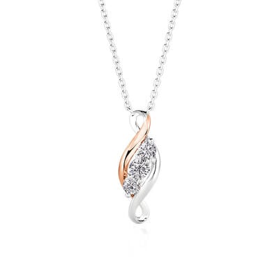 Jeulia Custom Three Birthstones Bypass Two Tone Necklace