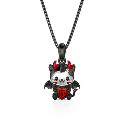 Jeulia Hug Me Little Devil Red Heart Necklace