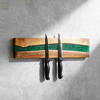 Simple Verdant Resin-Wood Wall-Mounted Magnetic Knife Holder – Housewarming Gift