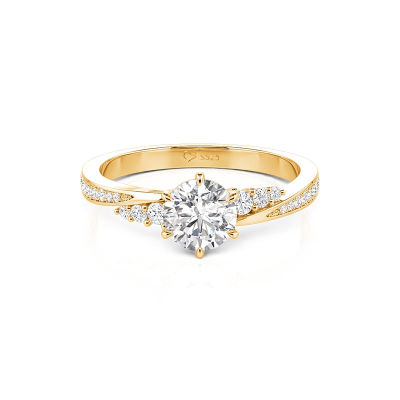 Jeulia Anillo de Promesa Dorado Simple Trenzado Corte Redondo de Plata de Ley