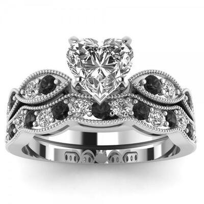 Jeulia Conjunto De Anillos De Talla Cordiforme En Plata De Ley