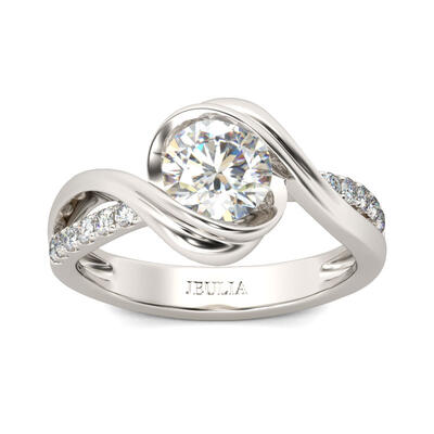 Jeulia Bypass Round Cut Sterling Silver Ring