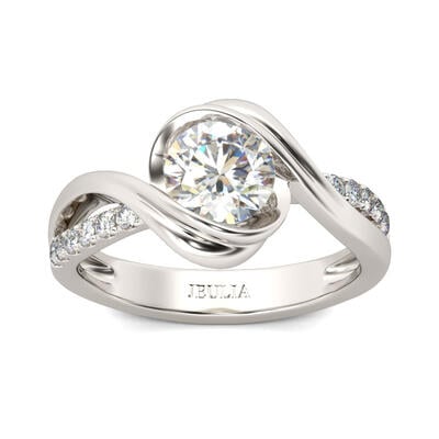Jeulia Bypass Round Cut Sterling Silver Ring