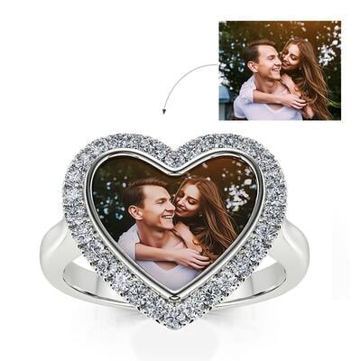 Jeulia "Ever Us" Sterling Silver Personalized Photo Ring