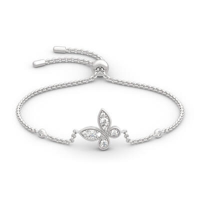 Jeulia Butterfly Round Cut Sterling Silver Bracelet