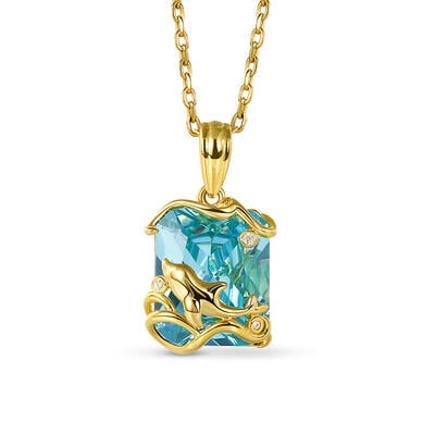 Jeulia "Lucky Day" Dolphin Emerald Cut Sterling Silver Necklace
