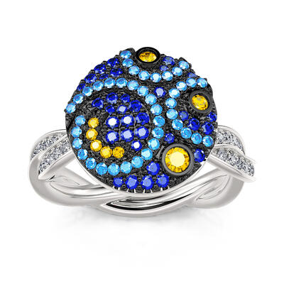 Jeulia "Pure Night" The Starry Night Inspired Sterling Silver Rotating Soothe Ring