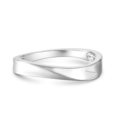 Jeulia Wave Design Sterling Silver Men's Band