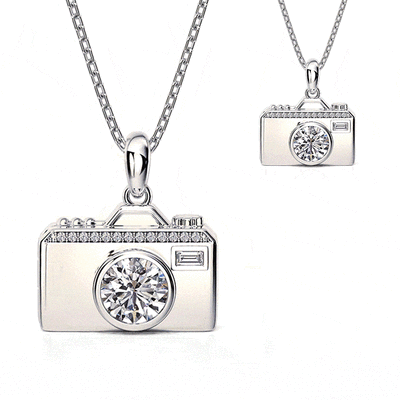 Jeulia Unique Camera Custom Photo Locket Necklace