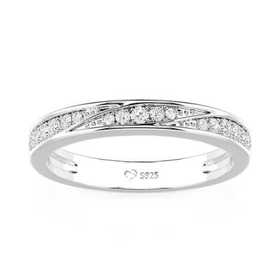 Jeulia Twisted Wave Design Round Pave Wedding Band for Women