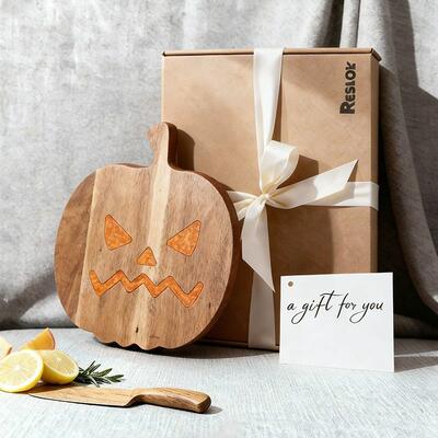 Reslol Spooky Halloween Pumpkin Resin Wood Party Platter