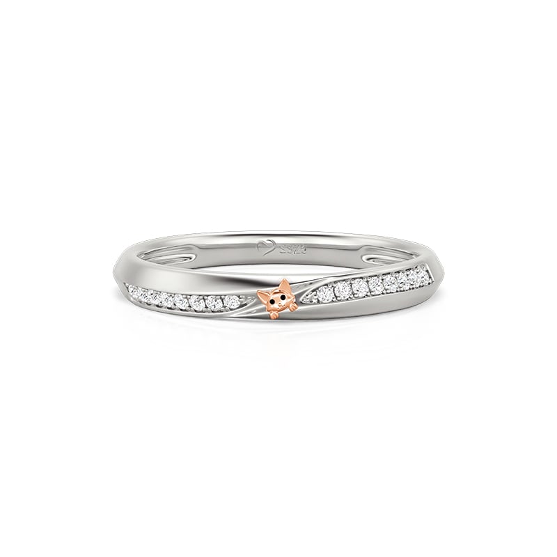 Jeulia Women's Crossover Peekaboo Cat Eternity Wedding Band