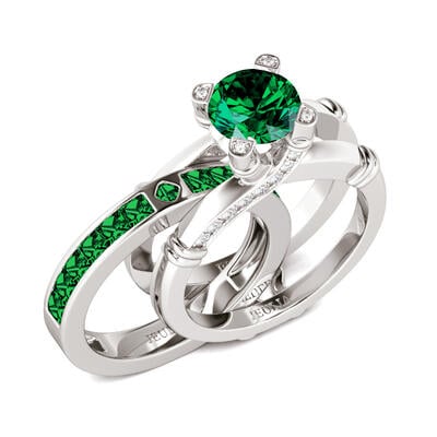 Jeulia Knot Round Cut Sterling Silver Interchangeable Ring Set