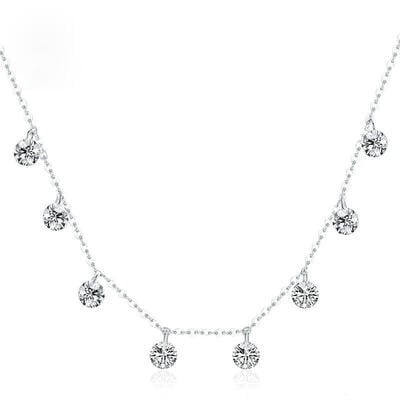 Jeulia "As Unique as You" Round Cut Sterling Silver Necklace