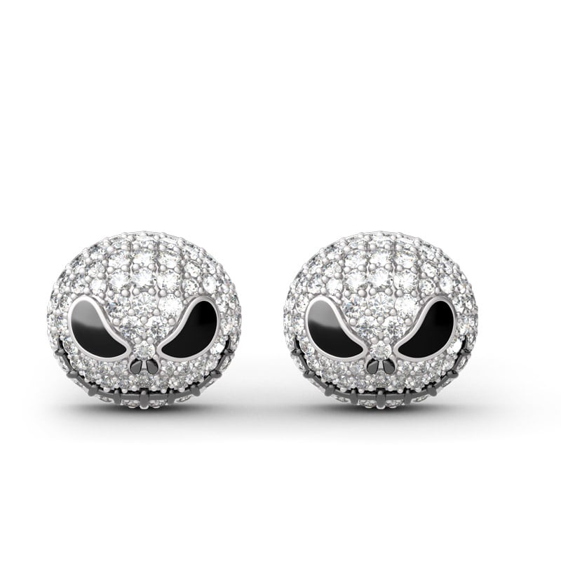 Jeulia "King of Halloween Town" Sterling Silver Skull Earrings