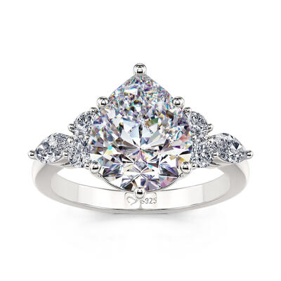 Jeulia Pear Cut Sterling Silver Ring