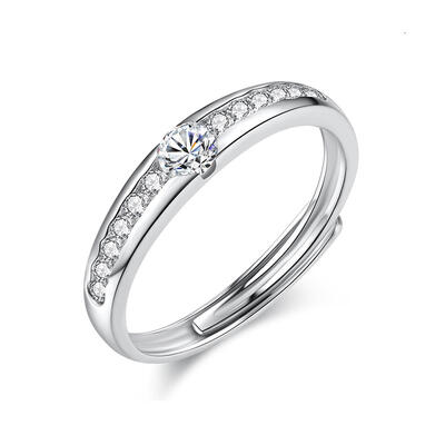 Jeulia Classic Round Cut Sterling Silver Women's Band