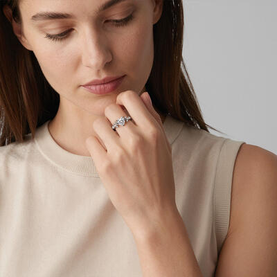 "Forever Begins with You" Heart Cut Side Stone Engagement Ring