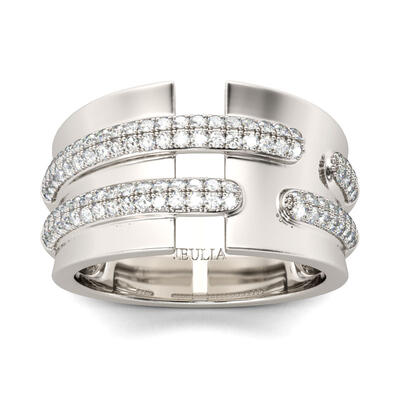 Jeulia Wide Round Cut Sterling Silver Women's Band