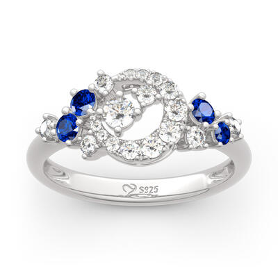 Jeulia Moon Design Round Cut Sterling Silver Ring