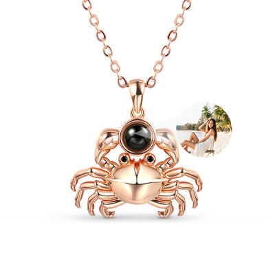 Jeulia "Vivid Crab" Personalized Photo Projection Sterling Silver Necklace