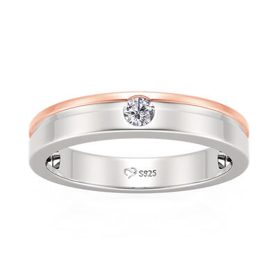 Jeulia Classic Two Tone Men's Wedding Band Sterling Silver