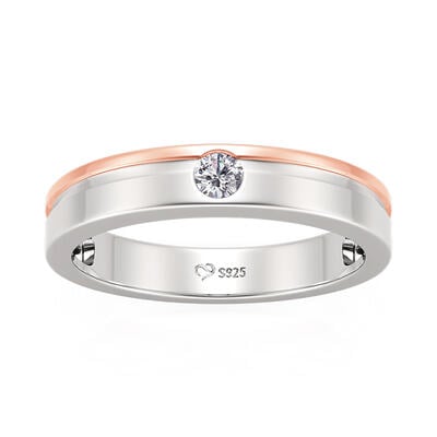 Jeulia Deux tons Cœur Alliance Anneau de mariage pour homme Argent Sterling