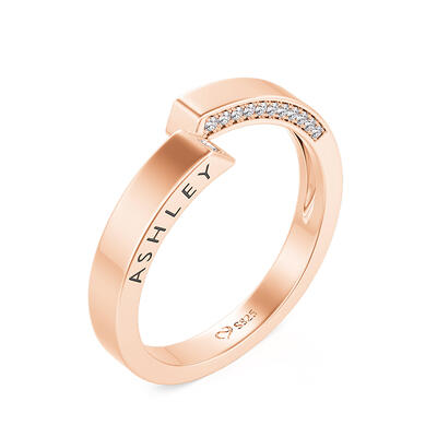 Jeulia Custom Women's Name Wedding Band with Side Bypass