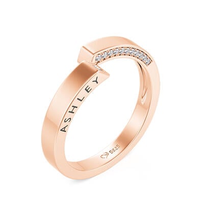 Jeulia Custom Women's Name Wedding Band with Side Bypass