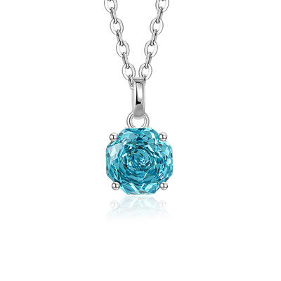 Jeulia Classic Rose Cut Aquamarine Necklace Sterling Silver