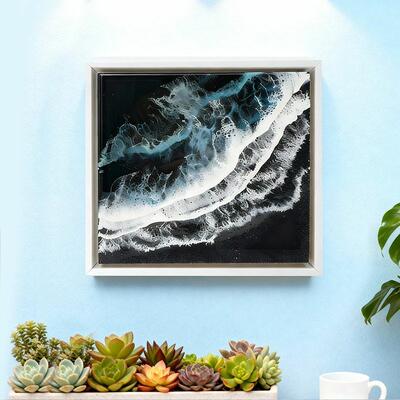 Modern Resin Wave Painting – Unique Coastal Art, Handmade Black Beach Decor