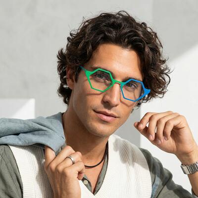 MacArthu Blue Geometric Glasses