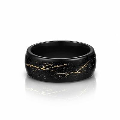 Jeulia Bague de Mariage Tungsten Noir et Or Étincelant pour Hommes