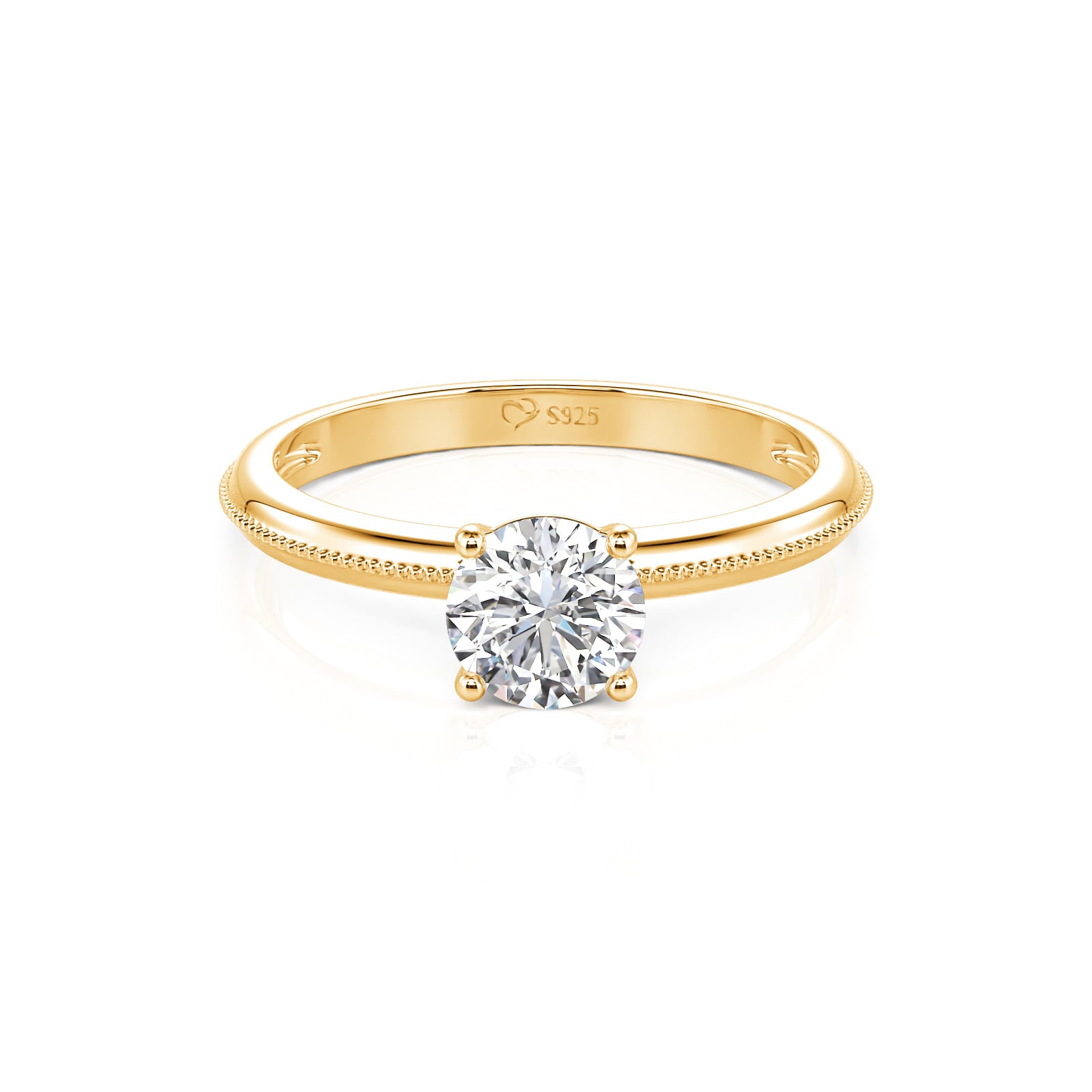 Jeulia Bague de Fiançailles Solitaire Ronde Vintage Milgrain