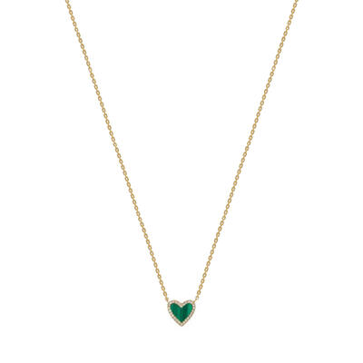 Jeulia Halo Collar con un Corazón Verde de Plata Esterlina