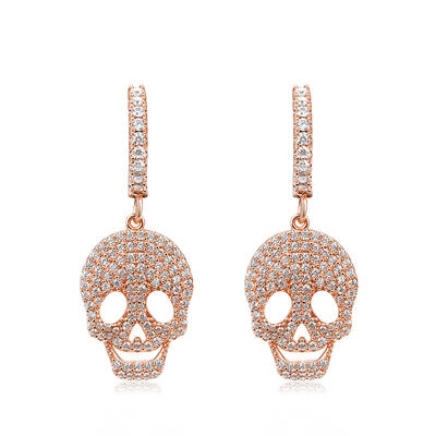 Jeulia "Sugar Skull" Sterling Silver Drop Earrings