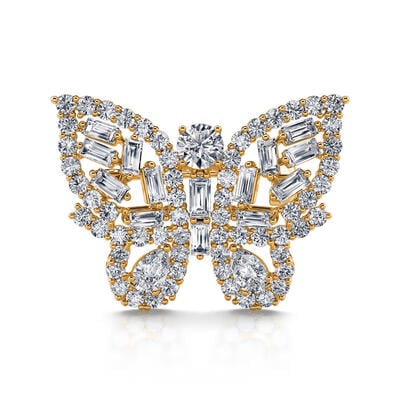 Jeulia "Fluttering Elegance" Butterfly Design Sterling Silver Brooch