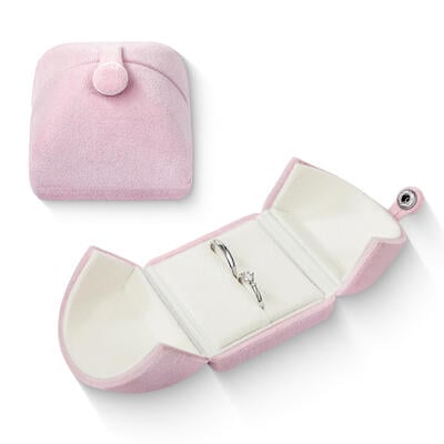 Jeulia Pink Ring Box Velvet Double Opening
