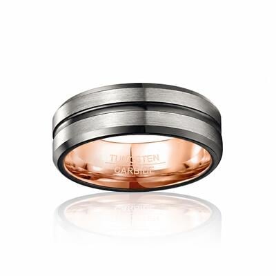 Jeulia Anillo Hombre Simple Negro Dos Tonos Acero Tungsteno