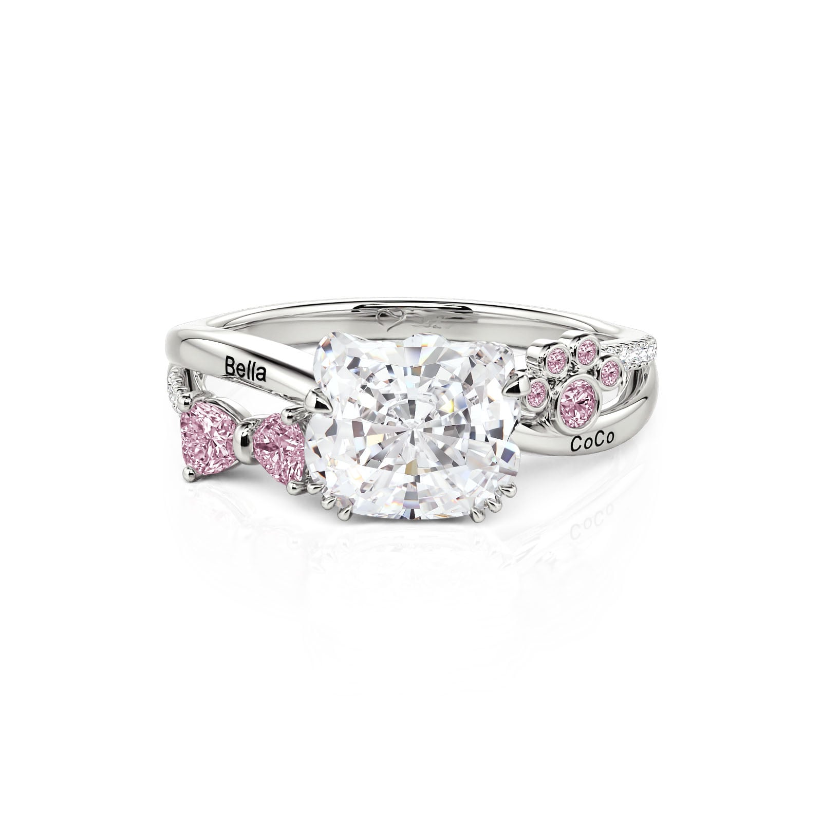 Jeulia Petland Personalisierter Damen Katzenring mit Gravur und Twist