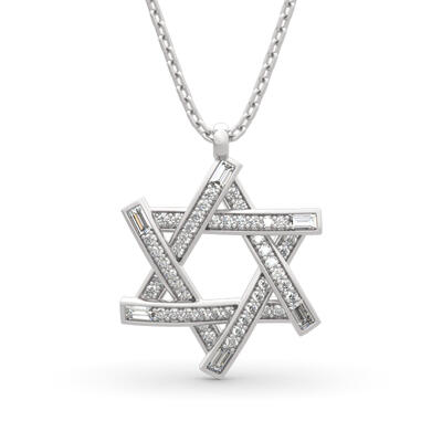 Jeulia "Estrella de David de seis puntas" Collar de plata de ley de talla redonda