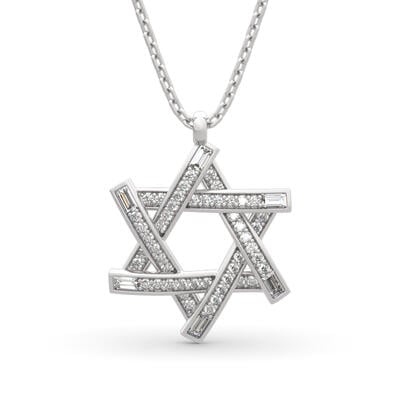 Jeulia "Six-pointed Star of David" Round Cut Sterling Silver Necklace